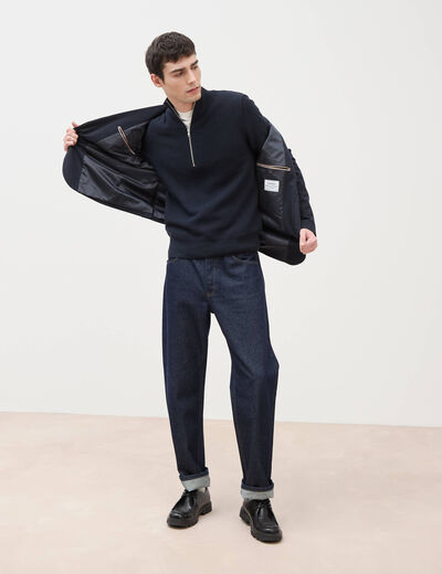 Pull col camionneur bleu marine homme