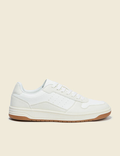 Baskets plates à lacets ecru homme