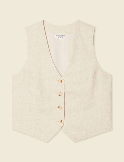 Gilet ajust&eacute; sans manches doubl&eacute; sable femme