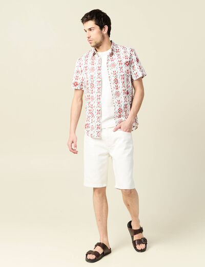 Bermuda droit en jean denim blanc homme
