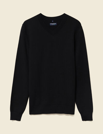 Pull col V noir homme