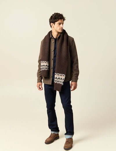 Surchemise boutonn&eacute;e marron fonc&eacute; homme