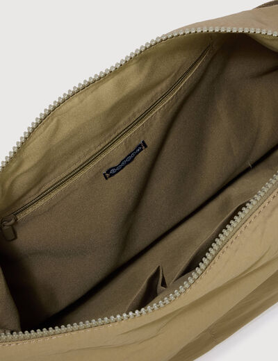 Besace bandouli&egrave;re pliss&eacute;e vert olive femme