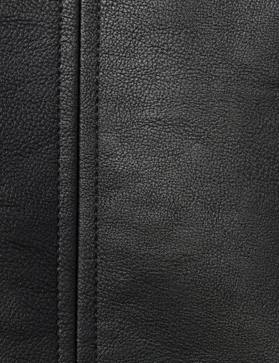 Blouson biker simili cuir noir femme