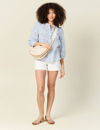 Chemise à manches longues bleu femme