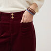 Pantalon flare taille haute en velours bordeaux femme