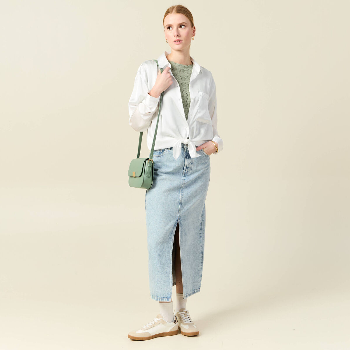 T-shirt manches courtes vert olive femme