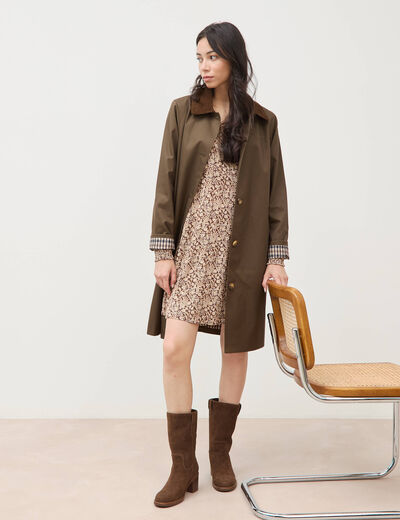 Robe manches longues marron femme