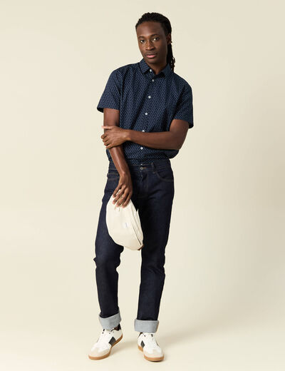 Chemise manches courtes bleu marine homme