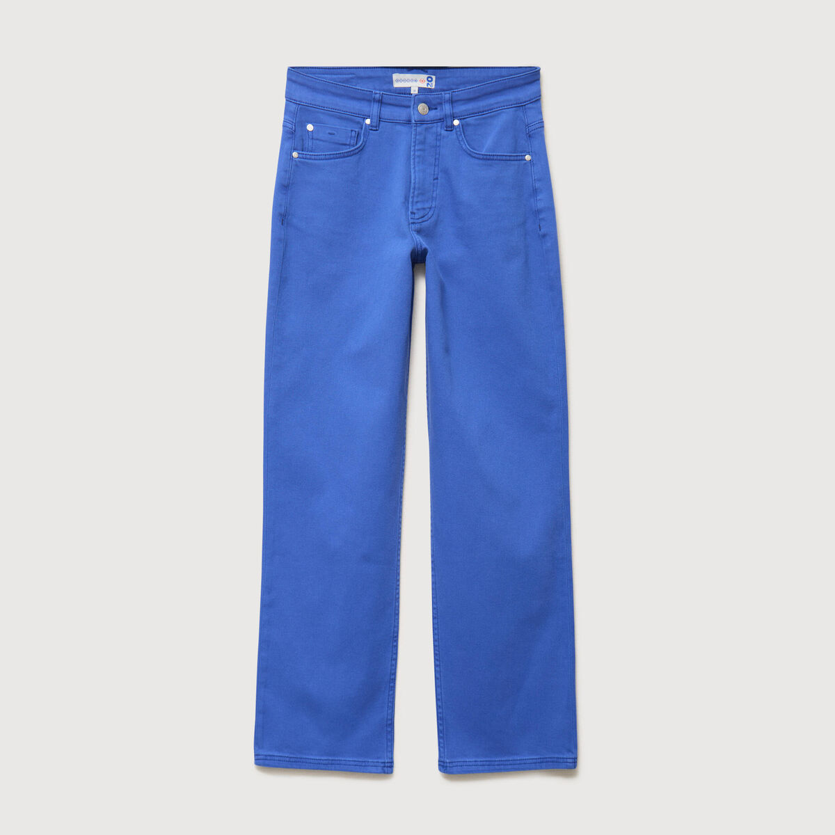 Pantalon straight taille haute bleu electrique femme