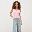 D&eacute;bardeur col v bretelles dentelle rose clair femme