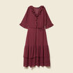 Robe manches 3/4 doubl&eacute;e bordeaux femme
