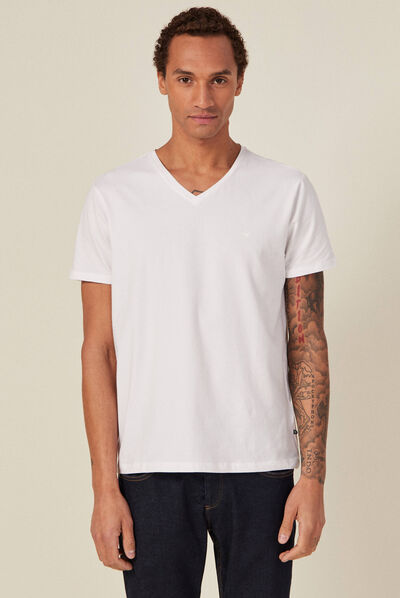 T-shirt col V homme Instinct blanc homme