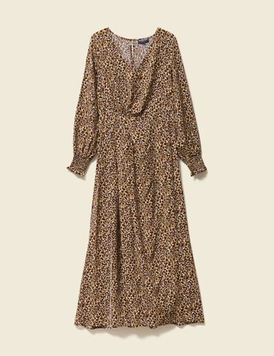 Robe longue &eacute;vas&eacute;e taupe femme