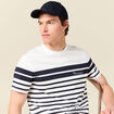 T-shirt ray&eacute; col rond manches courtes ecru homme