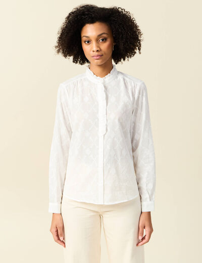 Chemise manches longues ecru femme