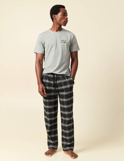 Pyjama haut et bas gris fonc&eacute; homme