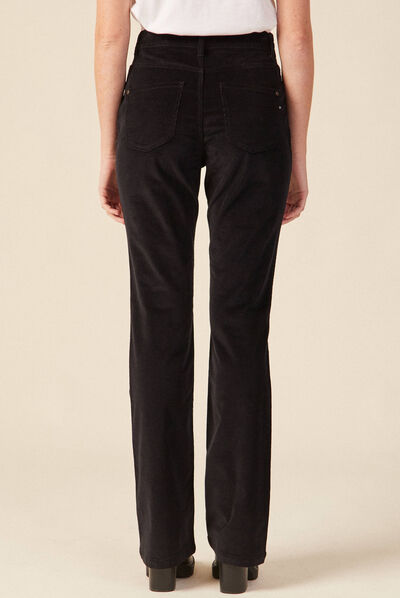 Pantalon bootcut velours noir femme