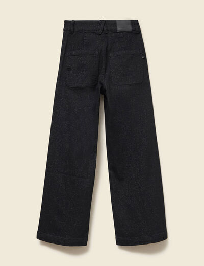 Jeans large taille haute denim noir femme