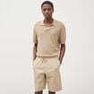 Bermuda droit &eacute;lastiqu&eacute; beige homme