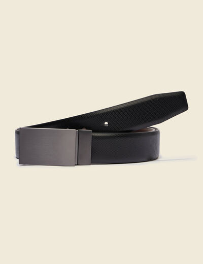 Ceinture r&eacute;versible en cuir marron chocolat homme