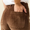 Pantalon large taille haute en velours vieux rose femme