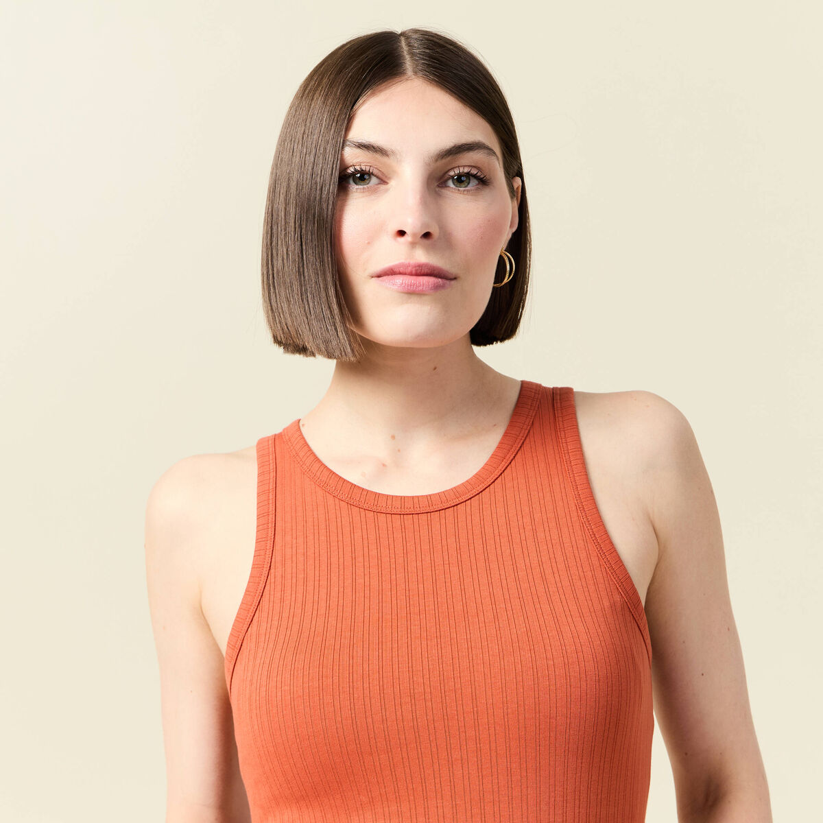 Débardeur 2 en 1 avec brassière intégrée orange foncé femme