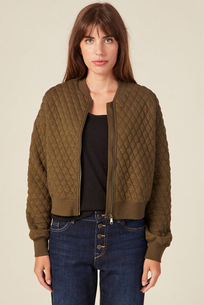 Gilet bomber matelassé vert kaki femme