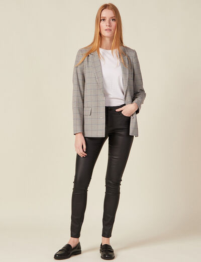Tregging skinny denim noir enduit femme