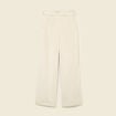 Pantalon large taille haute en velours creme femme