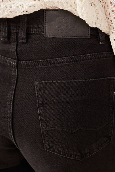 Jeans dad taille haute denim noir femme