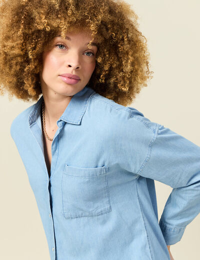 Chemise en jean denim bleach femme