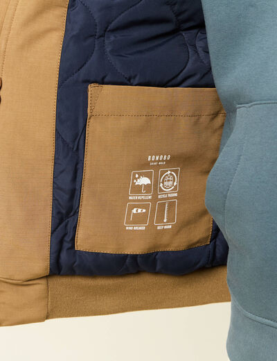 Parka courte &agrave; capuche beige homme