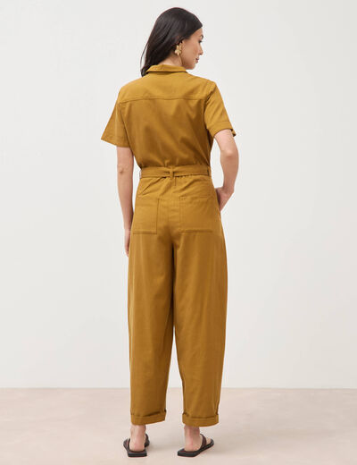 Combinaison salopette col am&eacute;ricain vert olive femme