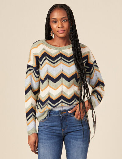 Pull manches longues vert olive femme