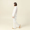 Chemise manches longues en coton brodée creme femme