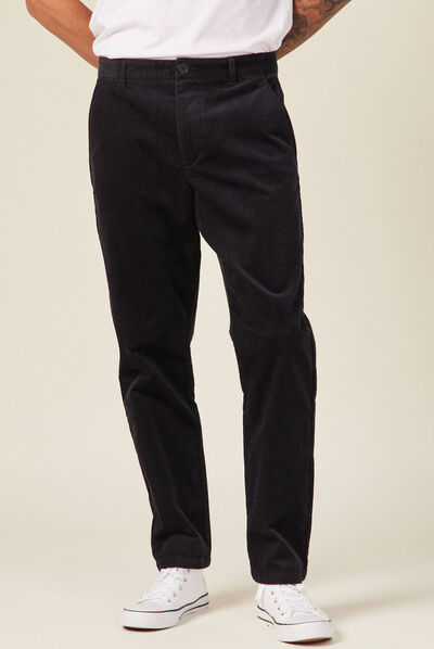 Pantalon chino tapered velours noir homme