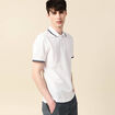 Polo cintr&eacute; en coton manches courtes blanc homme