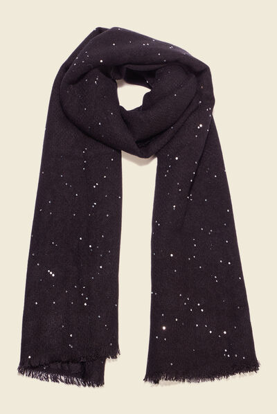 Écharpe à sequins noir femme