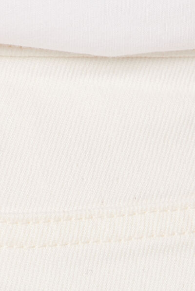 Pantalon straight à broderie denim blanc femme