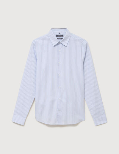 Chemise col am&eacute;ricain manches longues bleu ciel homme