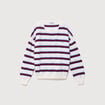 Pull col rond manches longues en coton marron chocolat femme