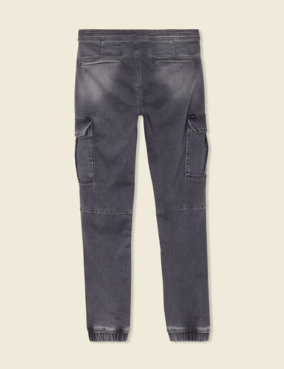 Jeans battle à coulisse denim gris homme