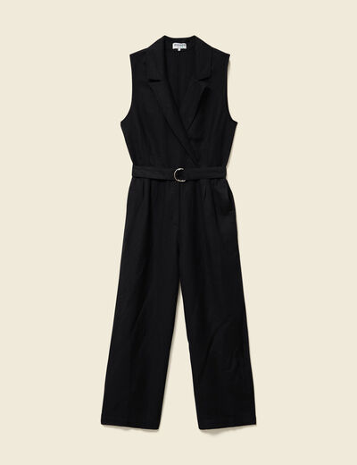 Combinaison salopette sans manches noir femme