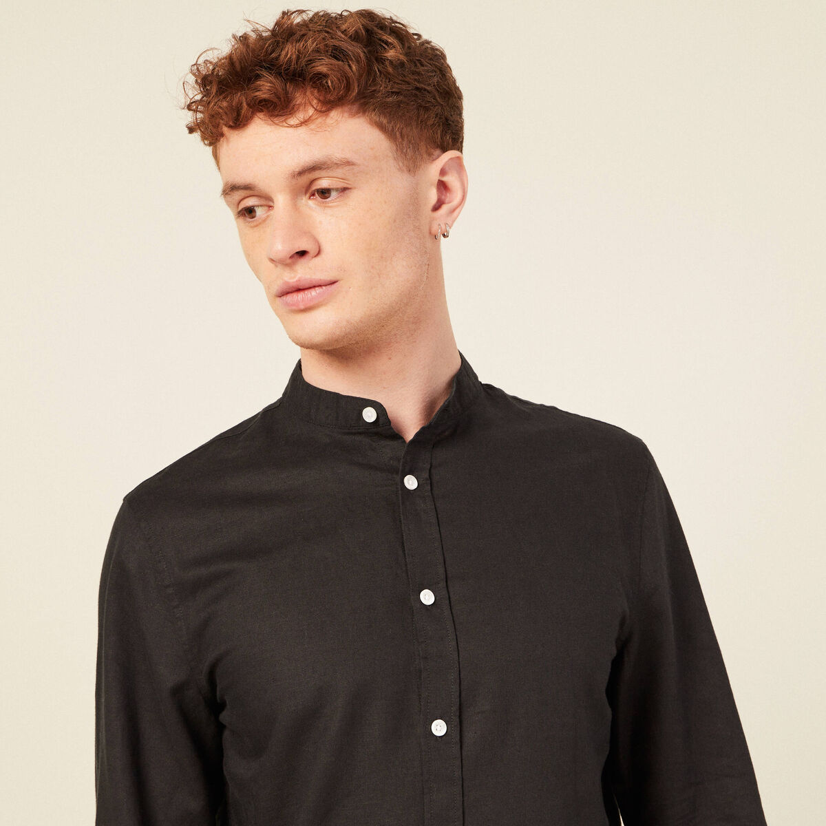 Chemise manches longues noir homme