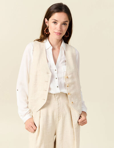Gilet ajust&eacute; sans manches doubl&eacute; sable femme
