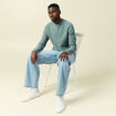 Pull fin col rond manches longues bleu gris homme