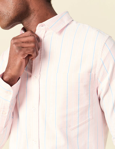 Chemise manches longues rose poudr&eacute;e homme