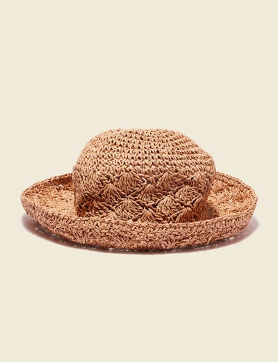 Chapeau tressé sable femme