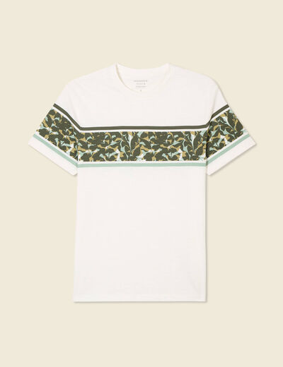 T-shirt coupe droite en coton col rond vert olive homme